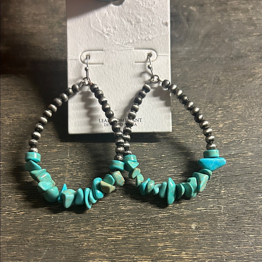 Navajo‎ Turquoise Bead Nugget Earrings